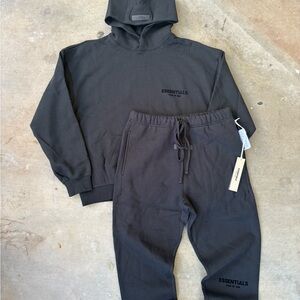 Fear of God ESSENTIALS Black Hoodie and sweatpants set